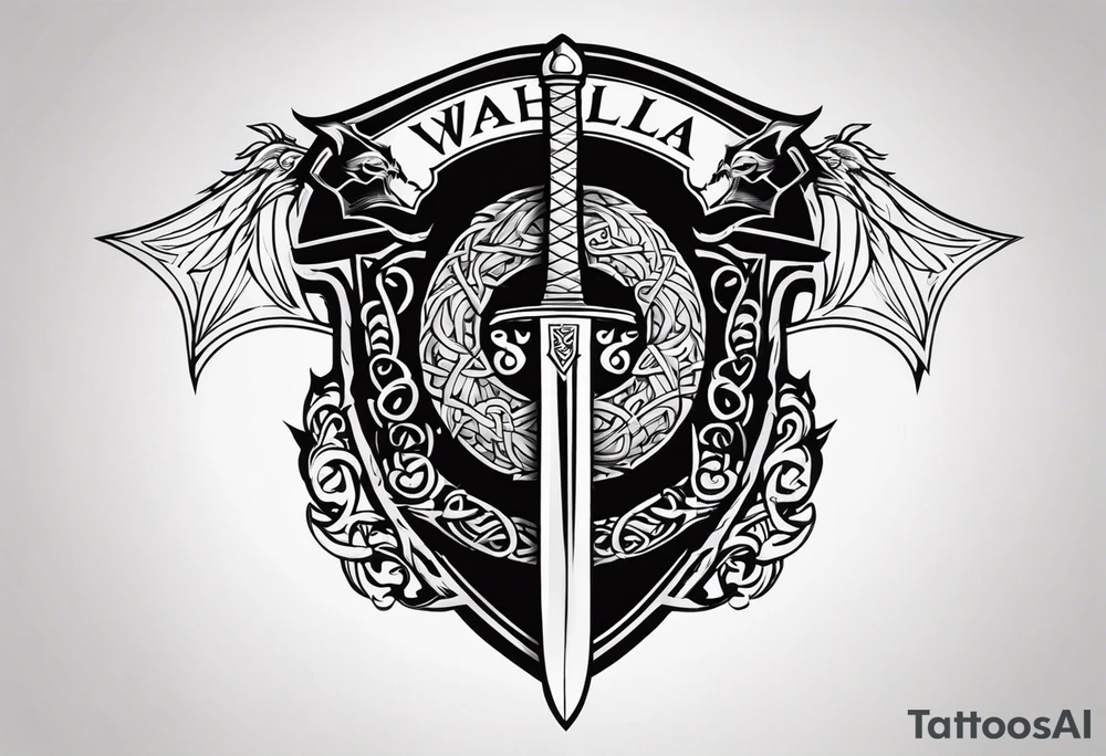 Viking sword Valhalla dragon shield tattoo idea