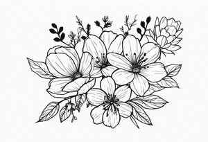 Small birth flower bouquet with no leaves tattoo idea
