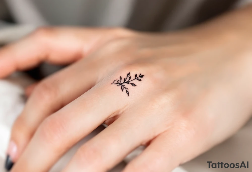 A tiny, delicate black finger band tattoo idea