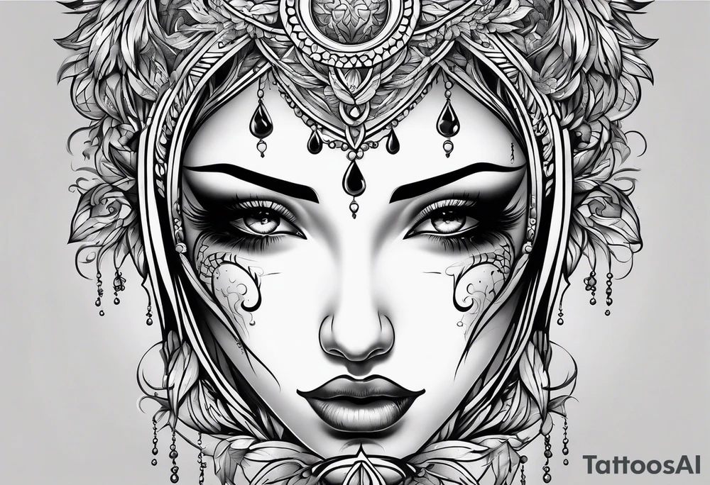 crying face with tears tattoo idea