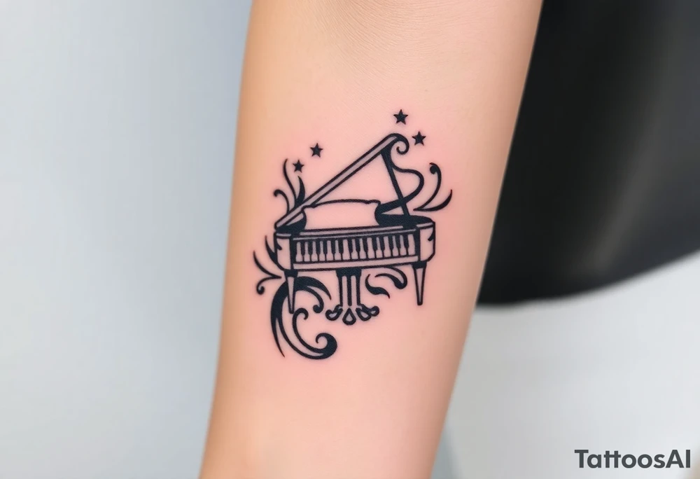 grand piano under the stars swirl treble bass cref tattoo idea