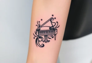 grand piano under the stars swirl treble bass cref tattoo idea