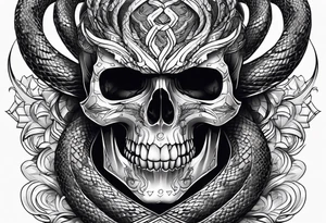 skull with snake tattoo idea
