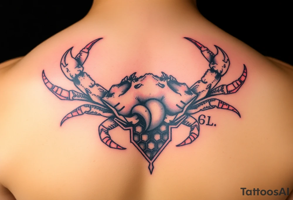 Crabs, fish, honey comb tattoo idea