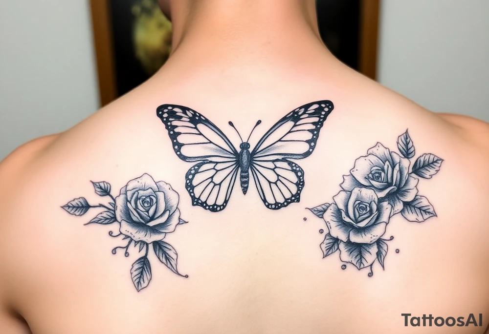 Butterfly,roses, and qoutes tattoo idea
