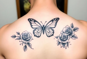 Butterfly,roses, and qoutes tattoo idea