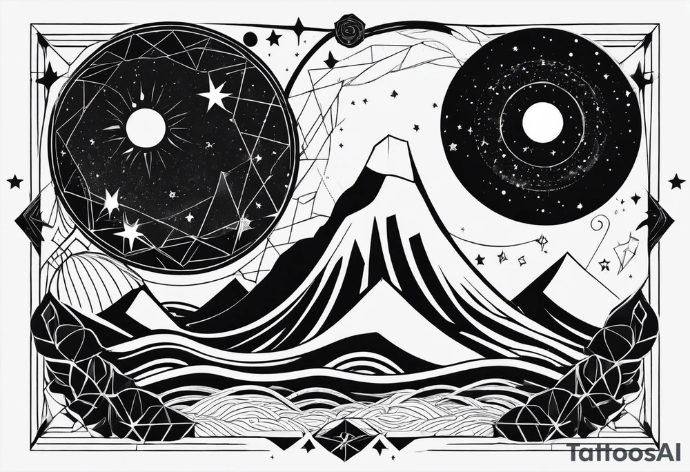 Geometric astronomy linear tattoo idea