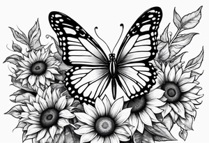 Butterflies and sunflower tattoo idea