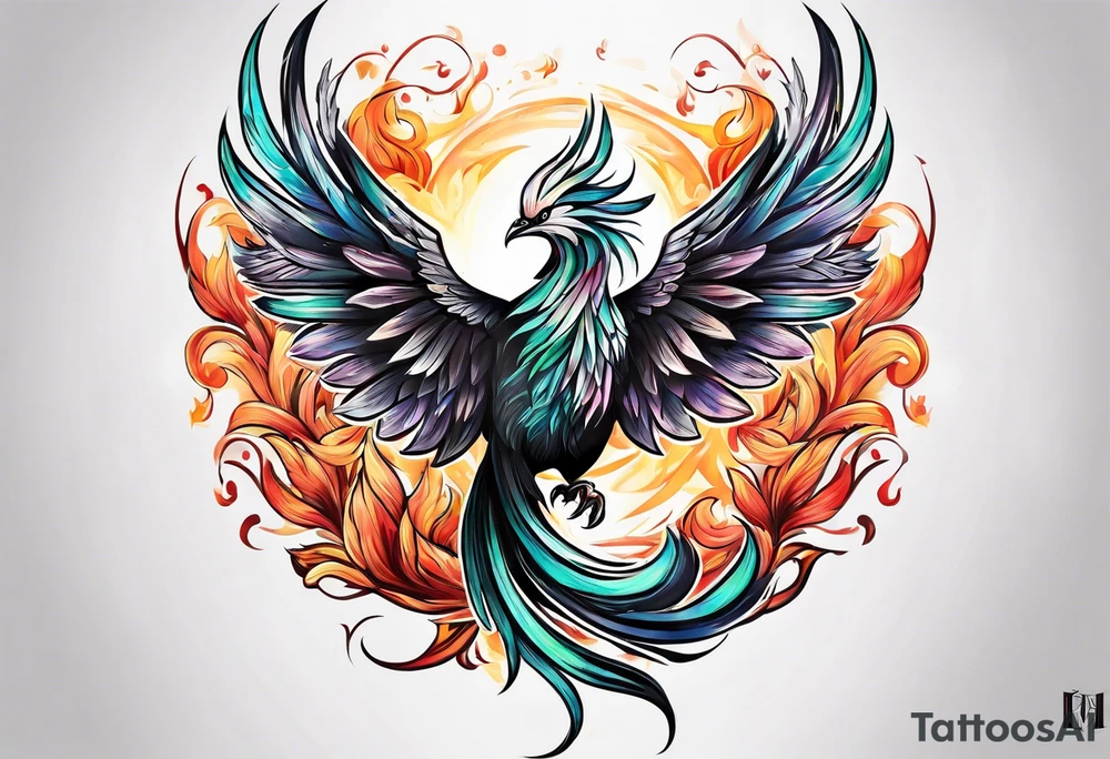 Small phoenix rising up. For mom memory. Little details tattoo idea