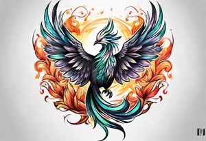 Small phoenix rising up. For mom memory. Little details tattoo idea