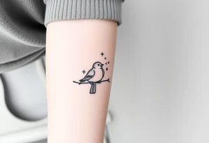 two birds sitting, stars and infinity theme couples tattoo tattoo idea