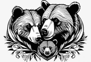 mother bear with cub facing each other tattoo idea