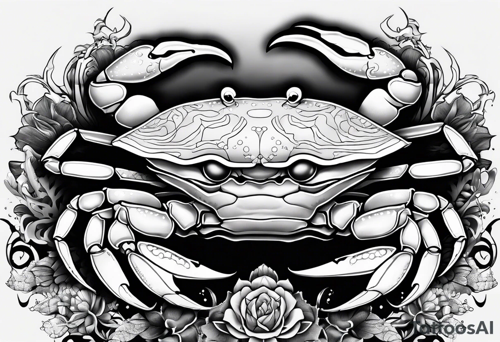 Crab con numero 69 nelle chele tattoo idea