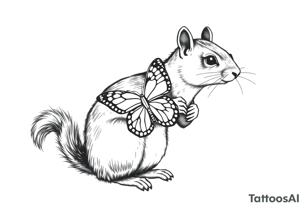 A Squirrel holding butterfly tattoo idea