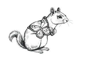 A Squirrel holding butterfly tattoo idea