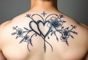 goth hearts and bleeding heart flowers and filigree with long lines tattoo idea