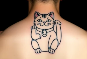 Maneki Neko that symbolises love, courage, free spirit and prosperity tattoo idea