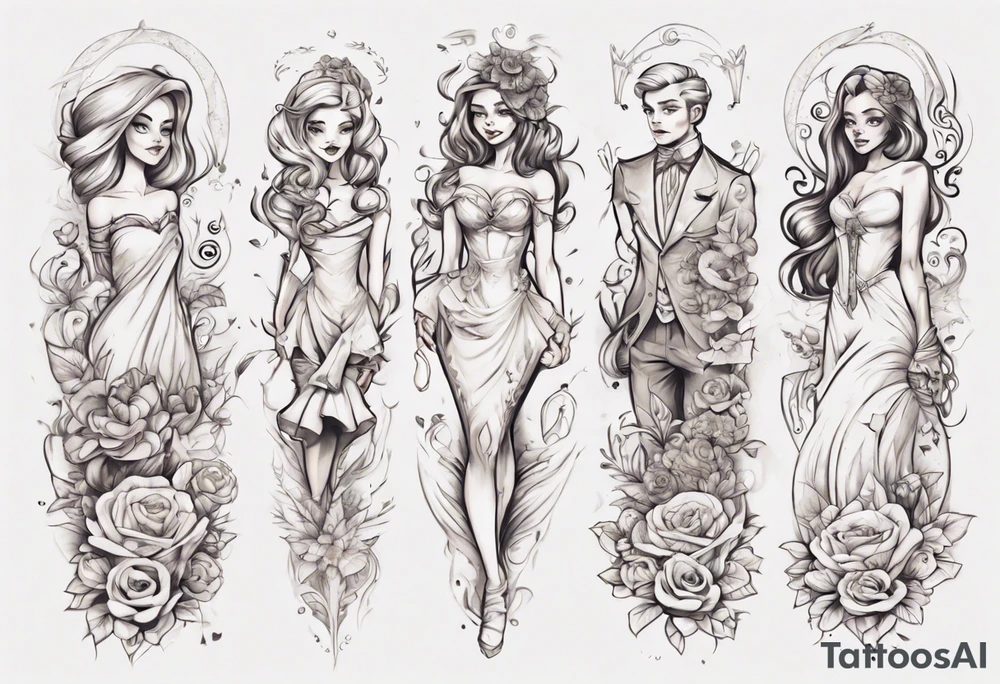 Female forearm, daughter, son, fairytale tattoo idea