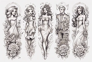 Female forearm, daughter, son, fairytale tattoo idea