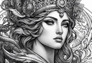 Athena sad looking up at medusa tattoo idea