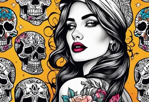 Woman walking out of a graveyard tattoo idea