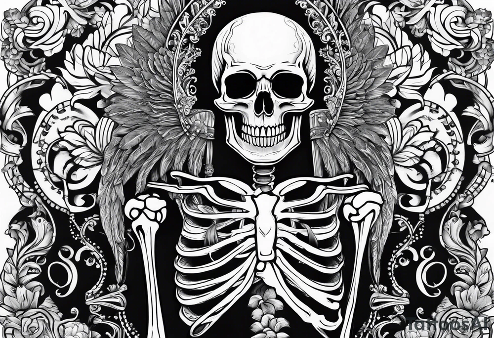 skeleton with word "MRBG" tattoo idea
