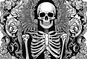 skeleton with word "MRBG" tattoo idea