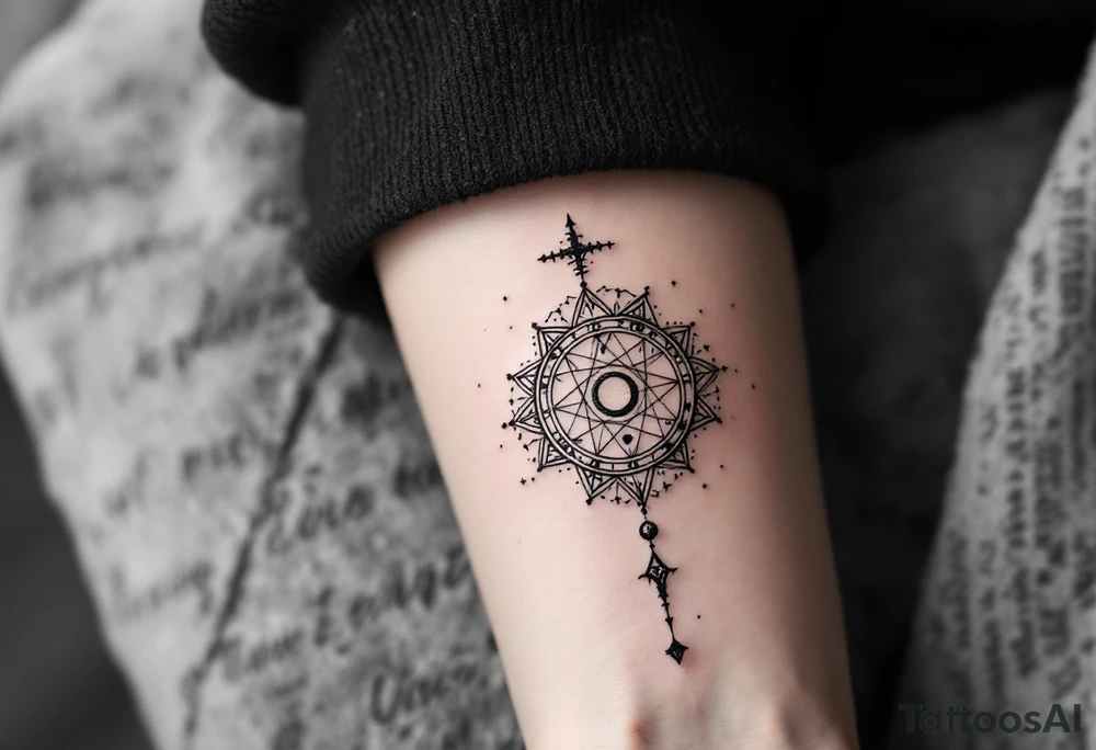 astrology moonsign aquarius in rough / mysterious aesthetic astrology inspired tattoo idea