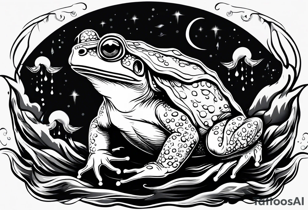A toad in a thunderstorm tattoo idea