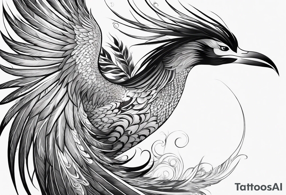 asian elegant long feathered phoenix
with a long neck, with short wings tattoo idea asian elegant long feathered phoenix
with a long neck, with short wings tattoo idea