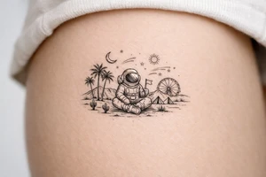 Coachella music festival, without the title of the festival, with astronaut tattoo idea