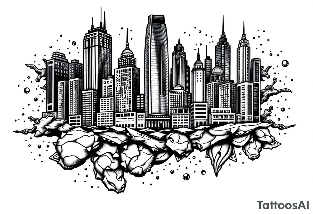 city under water theme tattoo idea