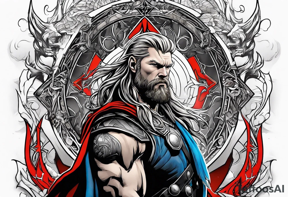 Thor with an Atheist "A" in the background tattoo idea