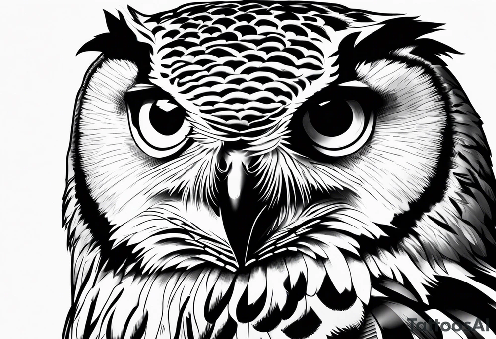 powerful owl, close-up tattoo idea