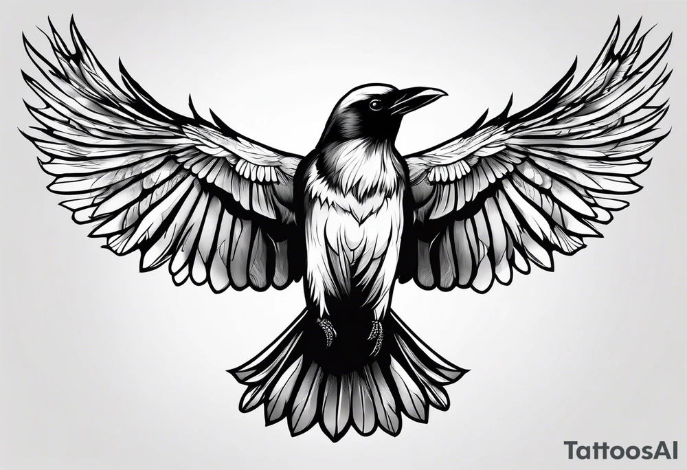 outline of a crow with open wings tattoo idea