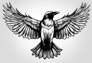 outline of a crow with open wings tattoo idea