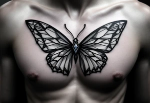 Diamond bow tie butterfly tattoo idea