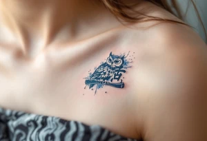 智 (zhì, “wisdom”) in navy blue ink is matched with an owl or scroll to symbolize clarity and knowledge. tattoo idea