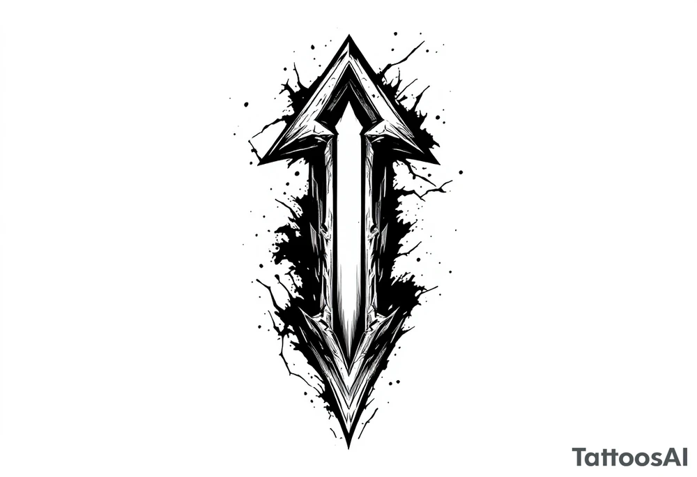 an arrow that look down tattoo idea