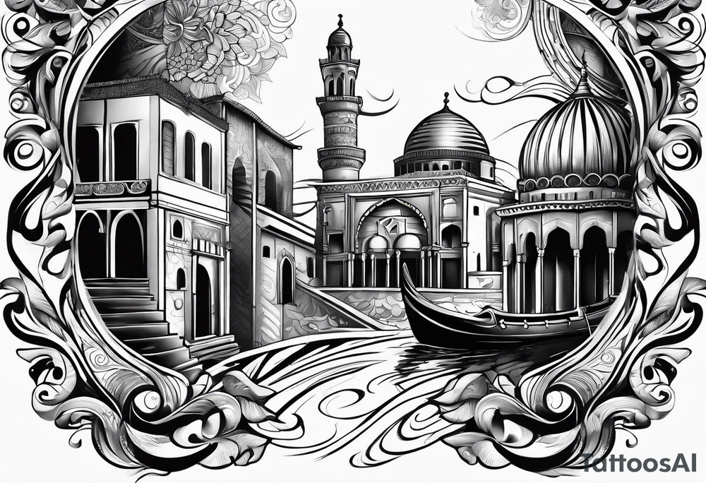 israel city vector 
swirl  vignette tattoo idea