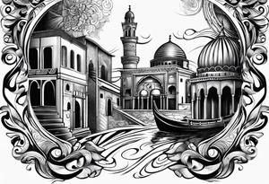 israel city vector 
swirl  vignette tattoo idea