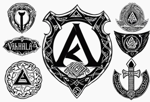 Valhalla valknut shield axe sword tattoo idea