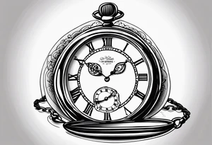 pocket watch with the saying "Time waits for no one..." tattoo idea