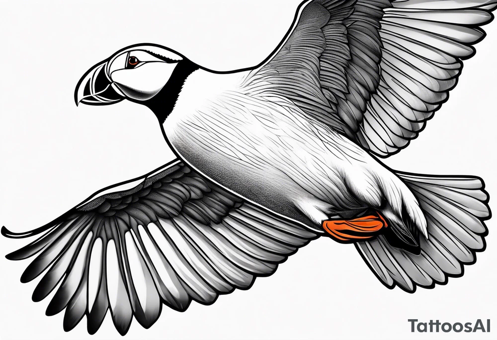 a flying puffin tattoo idea