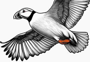 a flying puffin tattoo idea