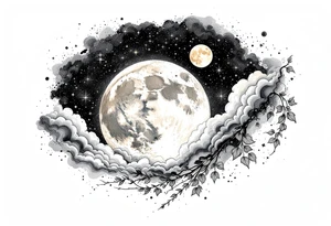 Night sky with moon tattoo idea