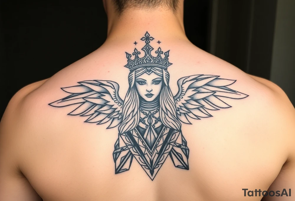powerful goddess with a crown shape as rempart tattoo idea powerful goddess with a crown shape as rempart tattoo idea
