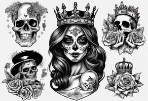 santa la muerta with money and crown tattoo idea