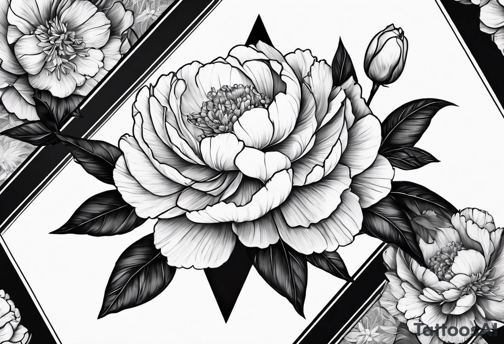 Triangle, peonies, lines, sun, thin lines, aesthetics, tattoo for girl tattoo idea