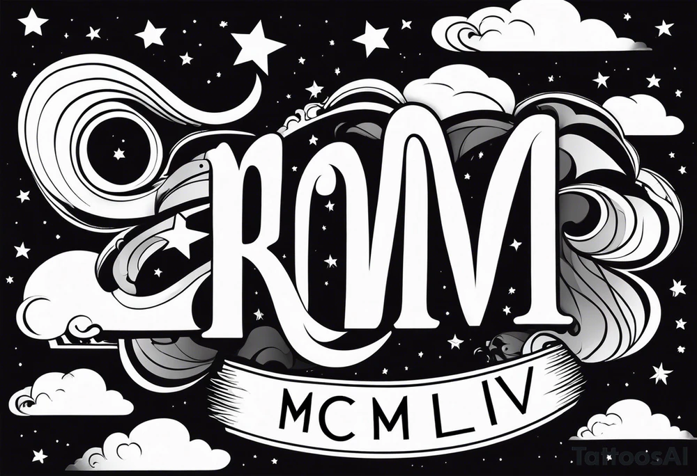 mcmliv with clouds ba rove and stars tattoo idea